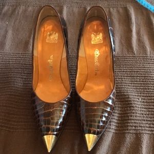 Wonderful mid century snake skin heels s6